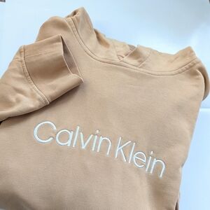 Calvin Klein Men's Peach/Camel Hoodie Sweatshirt In Size Small